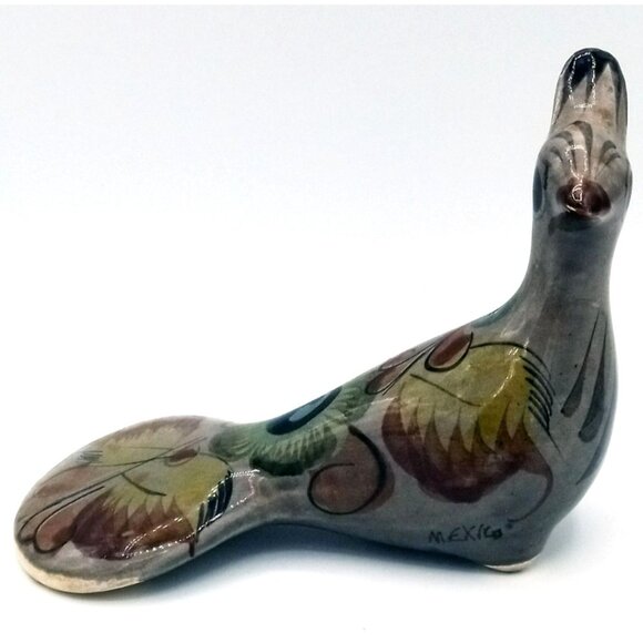 Tonala Bird Hand Painted Mexican Pottery Vintage Folk Art 4.25 Inch Clay 1960s - Picture 10 of 16